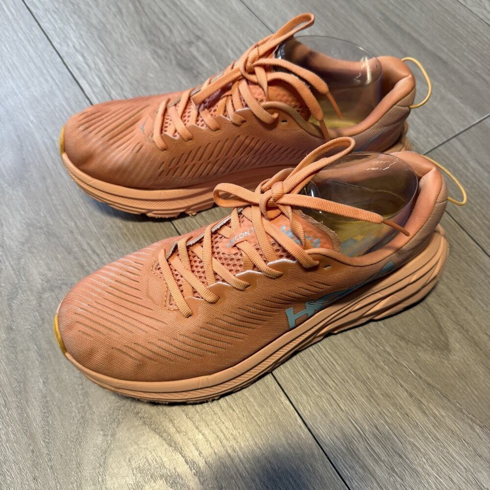HOKA One One Rincon 3 Women’s sz 8 Coral Peach Running Shoes Lightweight Cushion - Picture 12 of 16
